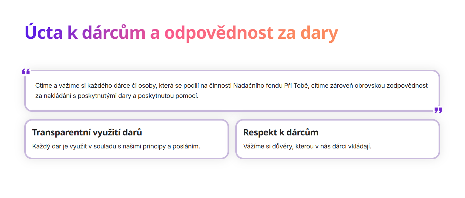 12. Úcta k dárcům a odpovědnost za dary A